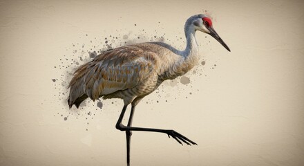 Sandhill crane watercolor style nature photography © Proyek