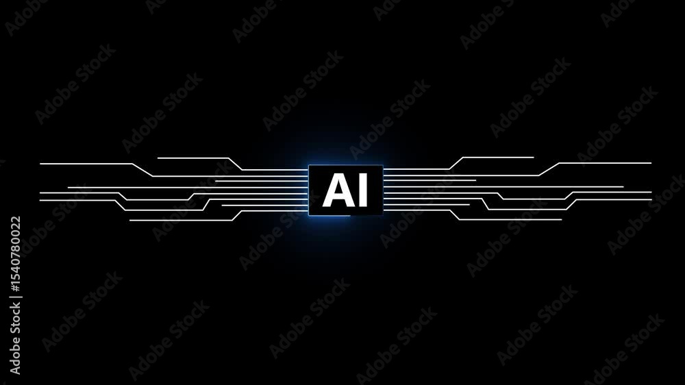 Poster ai circuit integration and data. motion graphic of digital ai logo with futuristic technology . chat