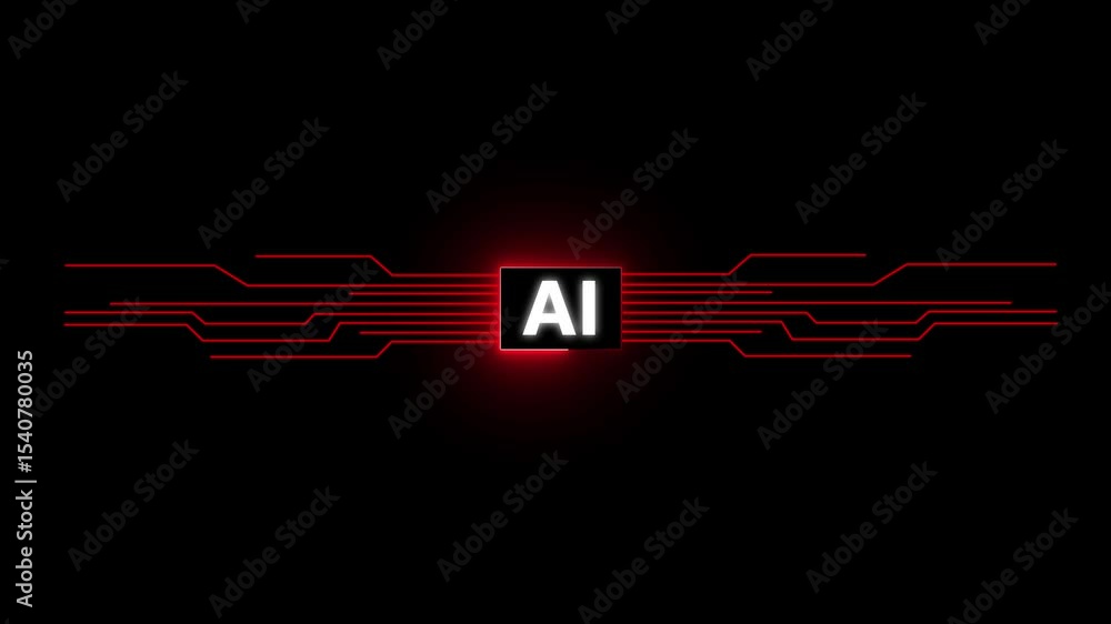 Poster ai circuit integration and data. motion graphic of digital ai logo with futuristic technology . chat