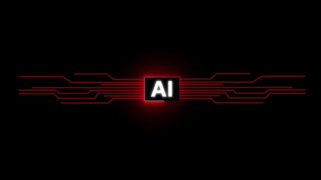 AI Circuit Integration and Data. Motion graphic of digital AI logo with futuristic technology . Chat with AI or artificial intelligence technology circuit board, microchip, Futuristic Screen 4k video