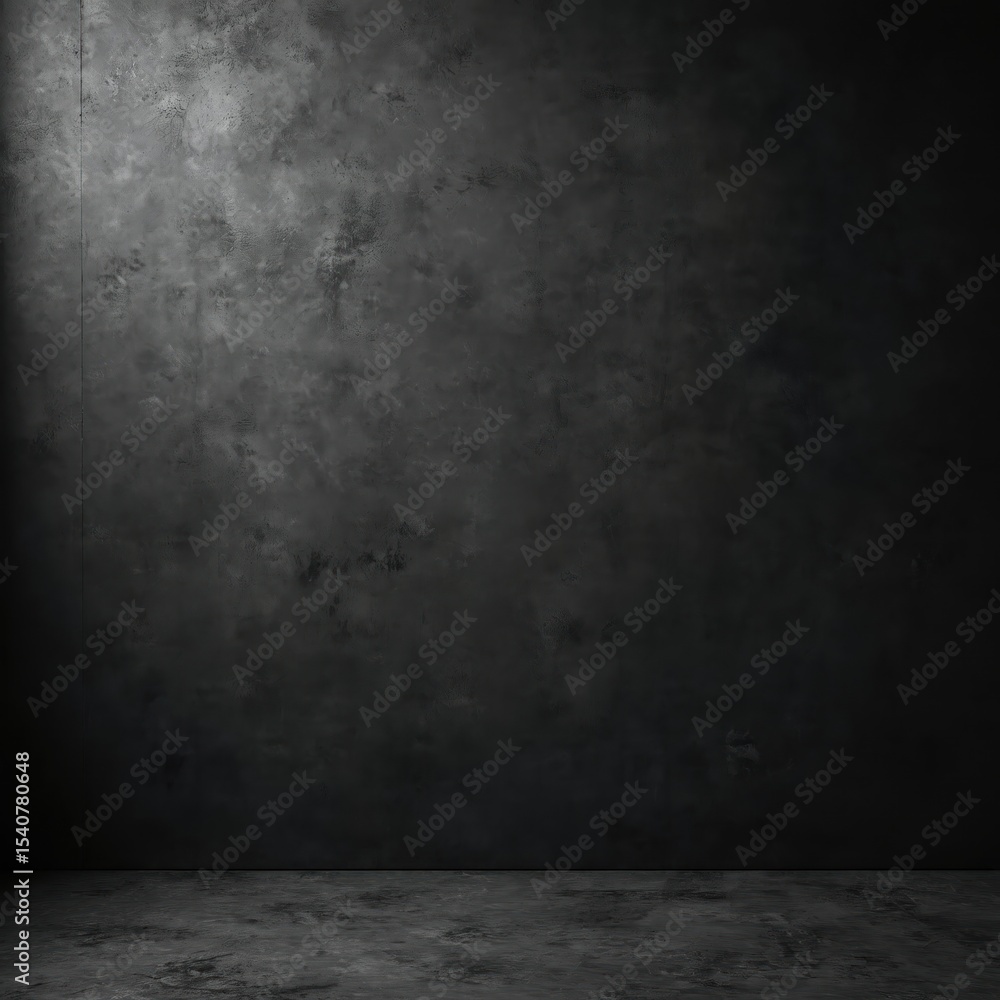 Aufkleber Dark concrete wall texture background. Abstract surface with rough grunge pattern. Grey stone cement wall texture. Modern design element. Empty room with dark rough wall for product placement.