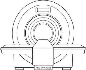 Mri machine line drawing medical technology scan healthcare diagnostic equipment