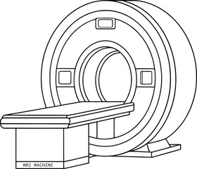 Medical mri machine diagram line art illustration