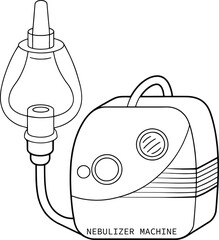 Medical nebulizer machine line drawing healthcare respiratory device illustration