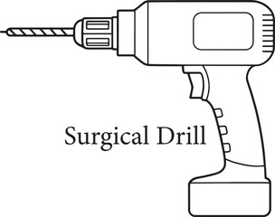 Medical surgical drill equipment line drawing illustration