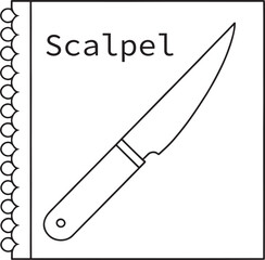 Scalpel drawing on notebook page medical illustration surgery tool