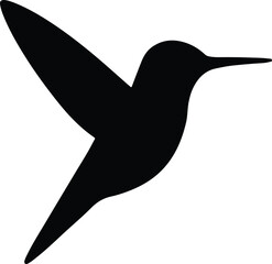 Silhouette hummingbird flying in simple black vector illustration