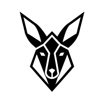 Bold geometric kangaroo face icon formed with sharp edges vector illustration