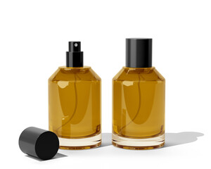 Blank Empty Clear Perfume Glass Bottle, Spray Bottle Isolated On Transparent Background, Prepared For Mockup, 3D Render.