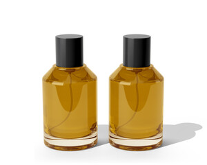 Blank Empty Clear Perfume Glass Bottle, Spray Bottle Isolated On Transparent Background, Prepared For Mockup, 3D Render.