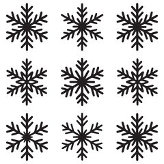 Elegant Black Snowflake Designs Perfect for Winter Holidays Festive Decorations and Seasonal Greeting Cards