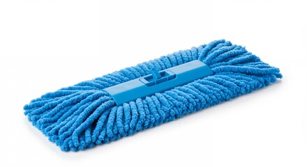 Blue cleaning mop isolated on white background