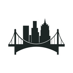 City Skyline Bridge Silhouette Vector Art