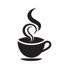 Coffee Cup Steam Heart Silhouette Vector