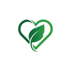 Green Heart and Leaf Logo for Nature and Wellness