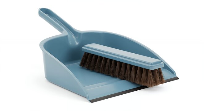 Dusty gray cleaning brush and dustpan set
