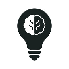 Lightbulb Brain Idea Silhouette Vector Design