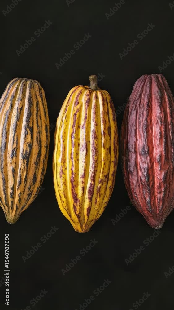 Poster High-quality image of three different types of cocoa beans on a black background, perfect for food-related projects and designs