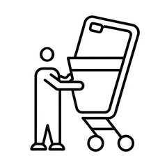 Hand holding smartphone with shopping cart icon clean modern design for mobile commerce