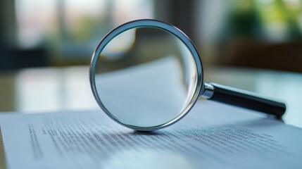 Magnifying glass on document
