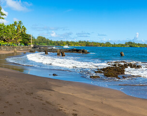 Beautiful Hana Bay at Hana Bay Beach Park, Hana, Maui, Hawaii, USA