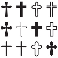 Diverse Cross Symbols Collection Christian Religious Faith Design Elements