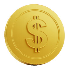 Gold dollar coin isolated on transparent background