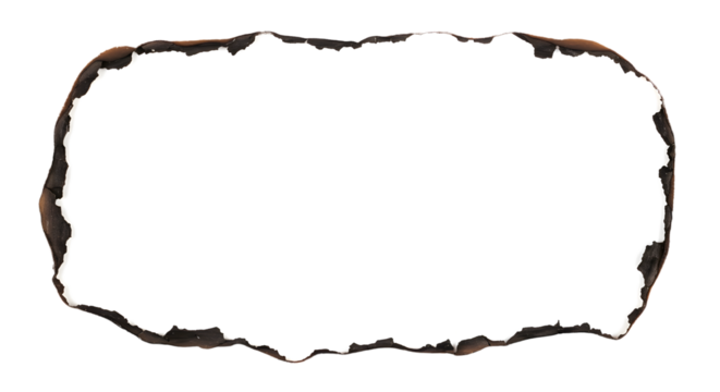 Burnt Paper Frame with Scorched Edges and White Background