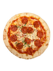 Italian pizza isolated on white background.