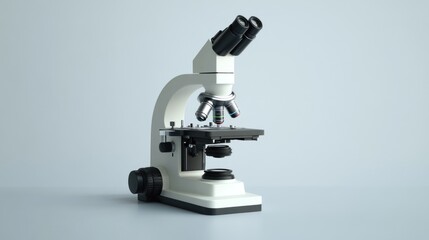 White microscope on light gray background