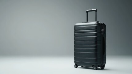 Black suitcase on plain background