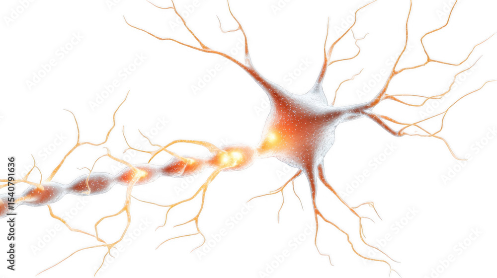 Poster electric signals are traveling through neuron synapses on a transparent background, creating a stunn