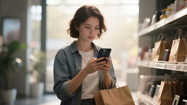 Person Shopping Online on Smartphone