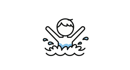 Obraz premium A simplified illustration depicts a person in water enjoying the activity of swimming.