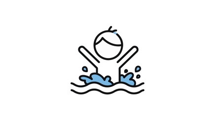 Fototapeta premium A cartoon illustration of a person swimming in water. 