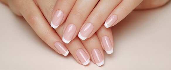 Naklejka premium The Elegant French Tip Manicure Showcasing Beautifully Groomed Hands