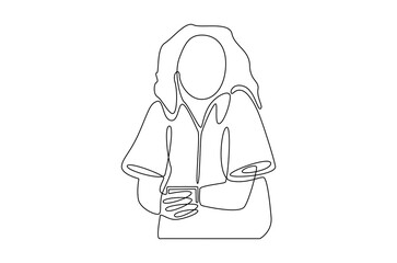 Continuous one line drawing of Healthcare with digital screen. Single line drawing illustration of Woman doctor healthcare. Medical online healthcare concept vector art. Doodle line illustration.