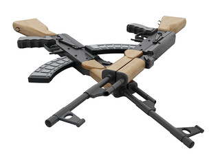 Automatic rifle isolated on transparent background. 3D illustration