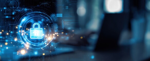The digital lock symbolizing advanced cybersecurity and online data protection.