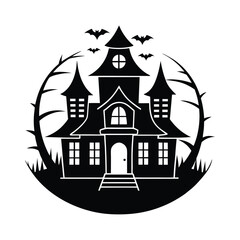 Silhouette of a haunted house