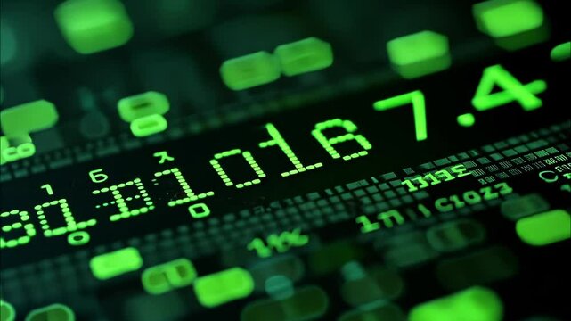 Green Binary Code Numbers Black Screen Abstract Matrix Background. AI Generative