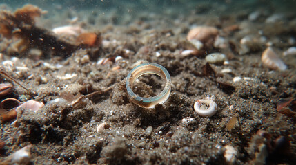 Underwater cleanup action reveals plastic waste in marine environment ocean floor detailed photography conservation efforts