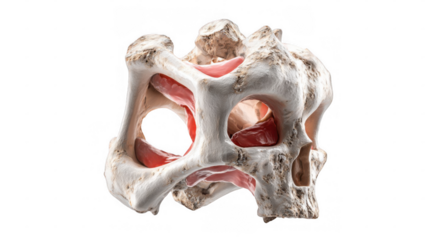 Cancellous bone structure showing trabeculae and bone marrow, isolated on transparent background, useful for medical and scientific purposes