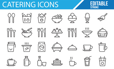 Editable catering icons for food and beverage-related projects