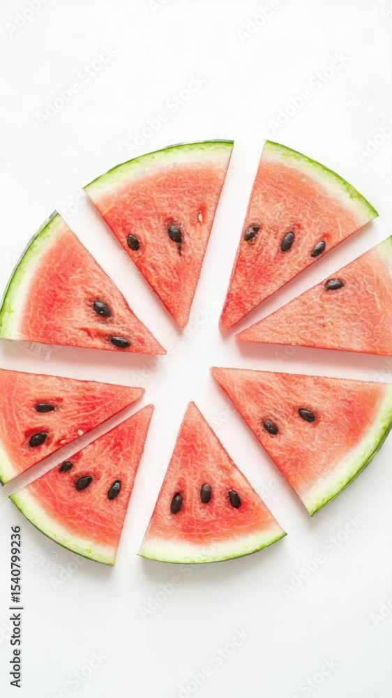 Poster Fresh watermelon slices arranged in a circular pattern