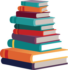  digital art of stacked colorful books in clean flat design, cartoon vector icon
