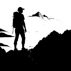 silhouette of a man in the mountains