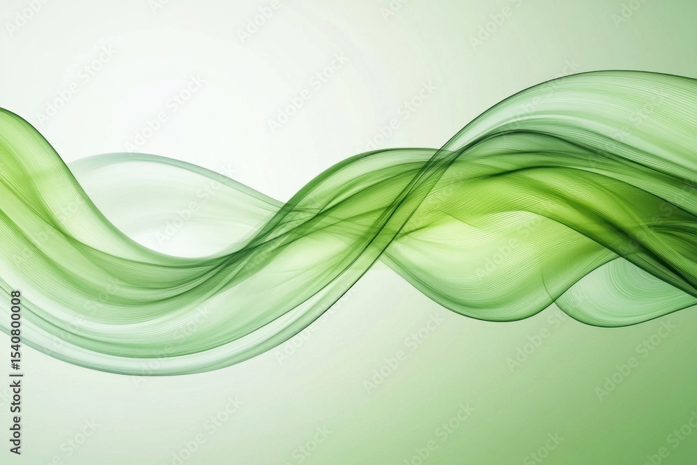 Poster Dynamic green abstract background featuring smooth waves with flowing motion, green abstract background with moving waves