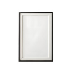 Thin Black Poster Frame Mockup with Blank Center Isolated on Transparent Background