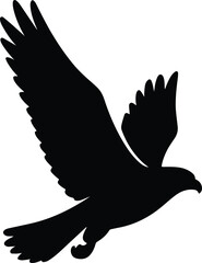 Silhouette eagle soaring illustration black and white vector illustration